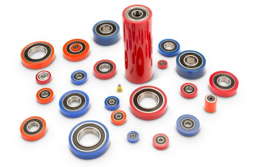 Polyurethane covered bearings