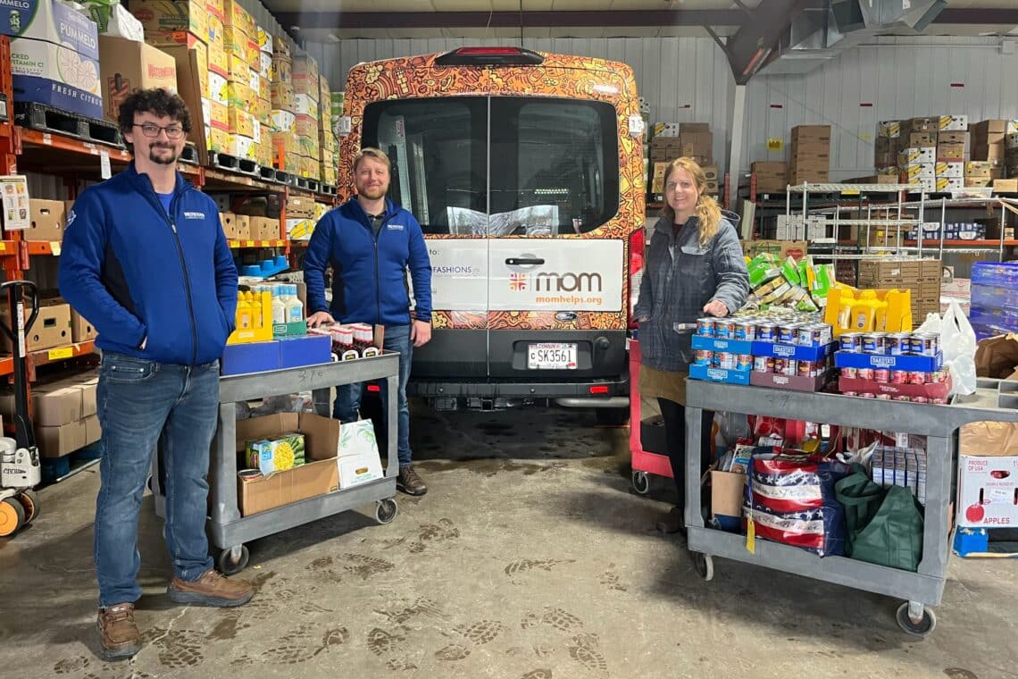 Meridian Laboratory team with their food donation
