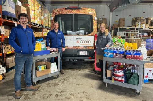 Meridian Laboratory team with their food donation